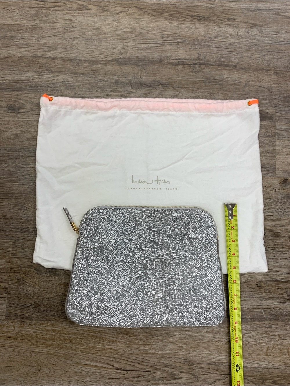 India Hicks Silver White Pebble Cosmetic Pouch